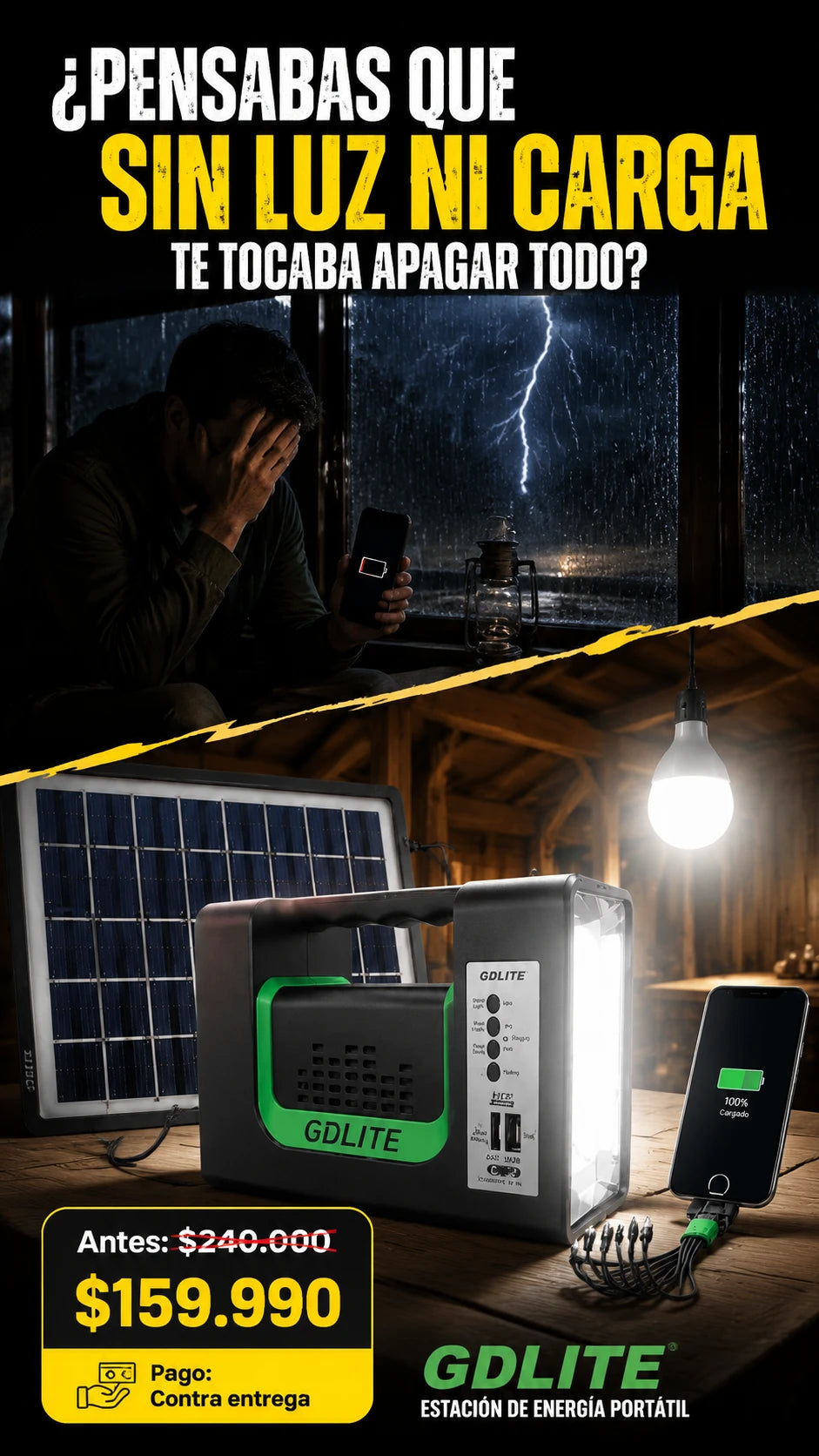 KIT SOLAR, TODO EN UNO 'RADIO, LINTERNA, BLUETOOTH'