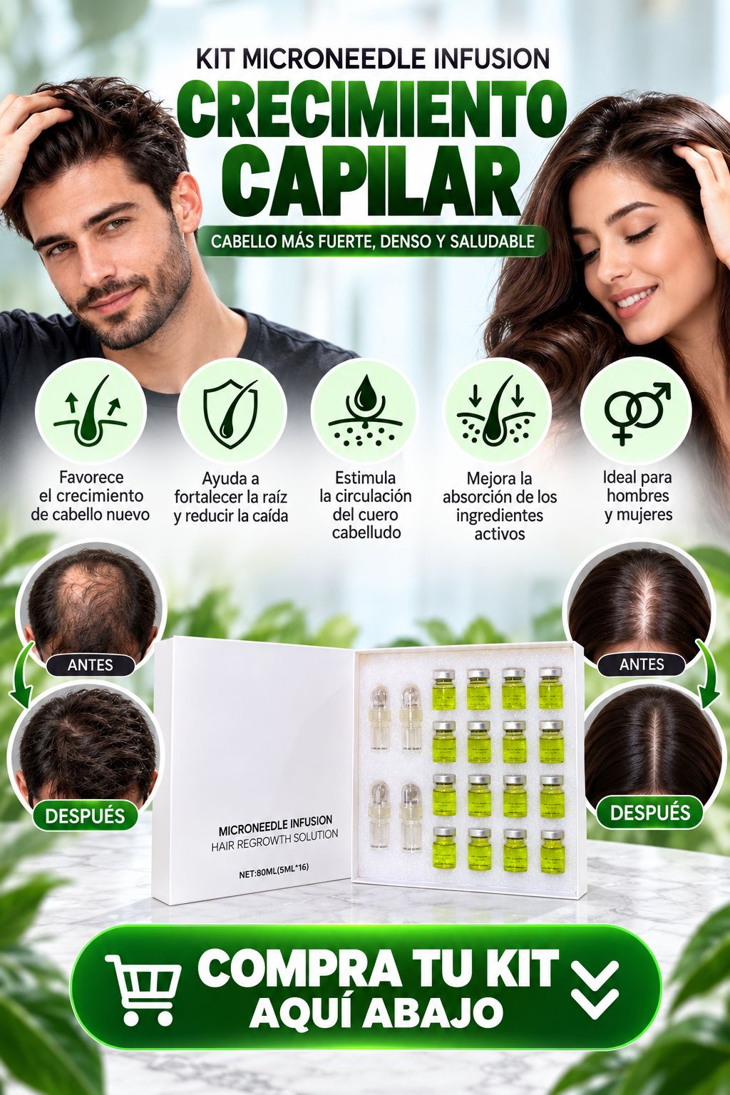 👌 KIT CAPILAR MICRONEEDLE INFUSION ¨Tratamiento completo para el cuidado y fortalecimiento capilar¨
